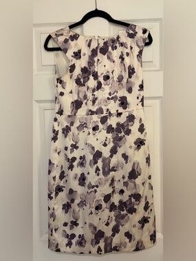 Sleeveless Off White with Purple Floral Design Dress